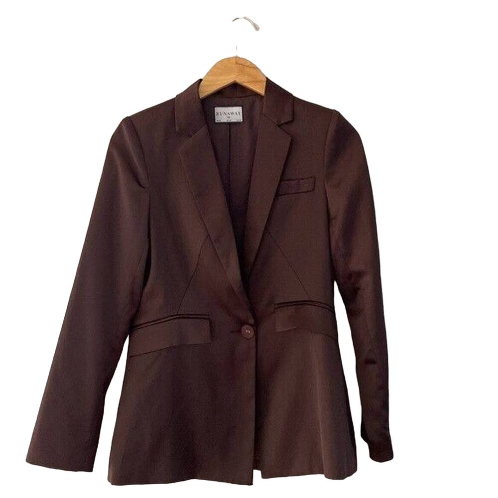 Runaway Effie Chocolate Blazer Women's XS Size 2 Satin Career Wear Dressy Work